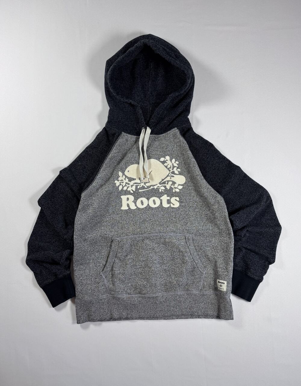 Roots Womens Hoodie Beaver Pullover Sweatshirt Gorpcore Streetwear Black Medium